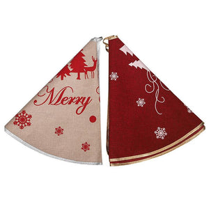 Christmas Linen Snowflakes Tree Skirt Decoration