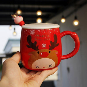 Cute Christmas Elk Ceramic Mug