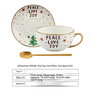 White Snow Ins Christmas Ceramic Cup Set