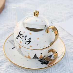 White Snow Ins Christmas Ceramic Cup Set