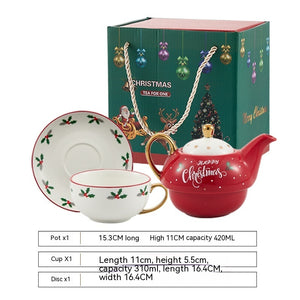 White Snow Ins Christmas Ceramic Cup Set