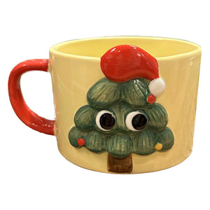 Hand-Painted 3D Cute Christmas Tree-Shaped Mug