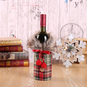 Christmas Linen Cloth Bottle Decoration