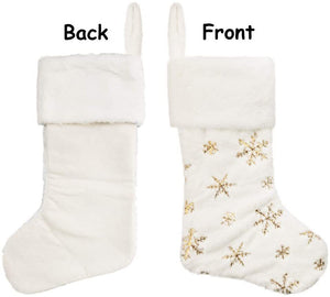 Christmas Embroidery Snowflake Plush Stockings