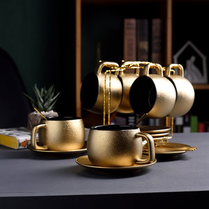 Luxurious Golden Christmas Coffee Cup Set