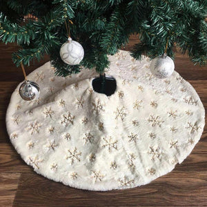 Golden Embroidered Snowflake Tree Skirt