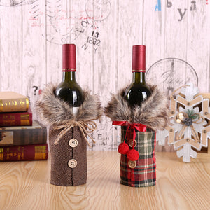 Christmas Linen Cloth Bottle Decoration