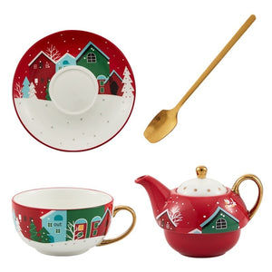 White Snow Ins Christmas Ceramic Cup Set