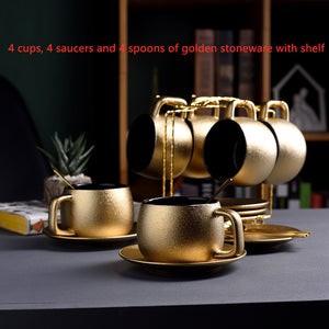 Luxurious Golden Christmas Coffee Cup Set