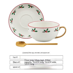 White Snow Ins Christmas Ceramic Cup Set