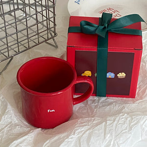 Simple Christmas Red Ceramic Mug