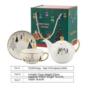 White Snow Ins Christmas Ceramic Cup Set