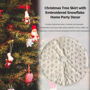 Golden Embroidered Snowflake Tree Skirt