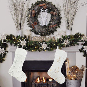 Christmas Embroidery Snowflake Plush Stockings