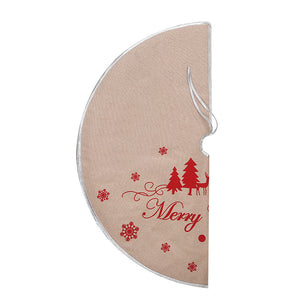 Christmas Linen Snowflakes Tree Skirt Decoration