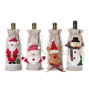 Christmas Linen Holiday Bottle Decoration