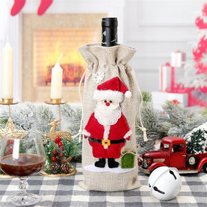 Christmas Linen Holiday Bottle Decoration