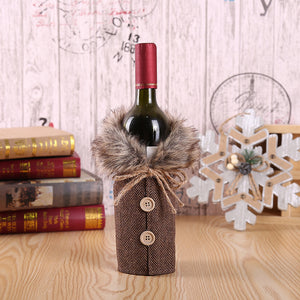 Christmas Linen Cloth Bottle Decoration