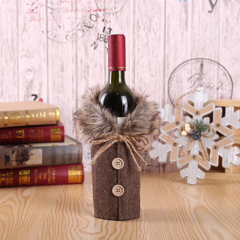 Christmas Linen Cloth Bottle Decoration