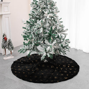 Black Embroidered Velvet Christmas Tree Skirt