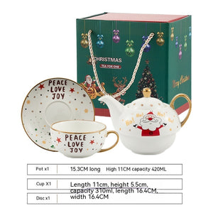 White Snow Ins Christmas Ceramic Cup Set