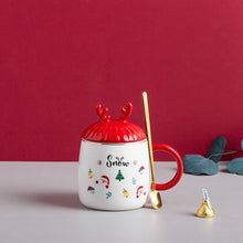 Carica l&#39;immagine nel visualizzatore di Gallery, Simple Christmas Ceramic Mug With Lid Spoon
