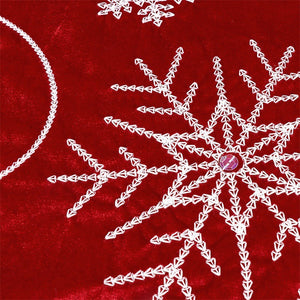 Red Velvet Cloth Christmas Snowflake Tree Skirt