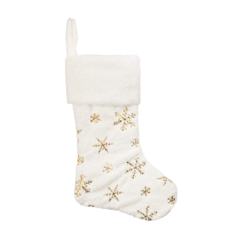 Christmas Embroidery Snowflake Plush Stockings