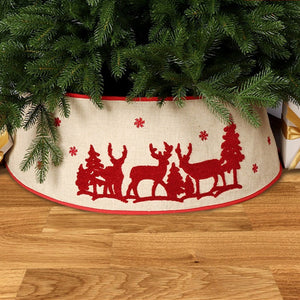 Christmas Elk Foldable Tree Skirt Decoration