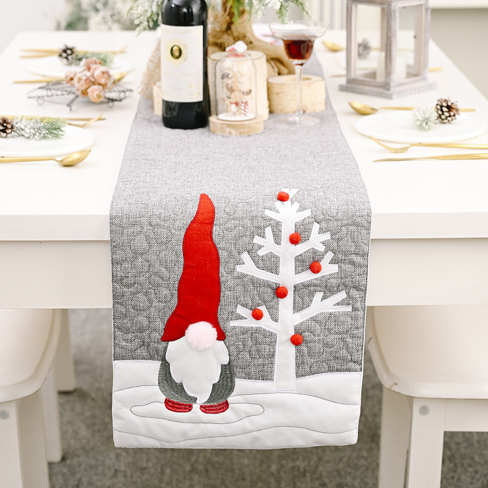 Red Santa Claus White Christmas Table Runner