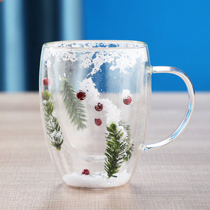 Christmas High Borosilicate Double Layer Glass Cup