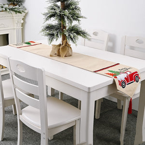 Christmas Forest Car With Elf Table Runner