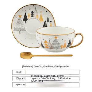 White Snow Ins Christmas Ceramic Cup Set