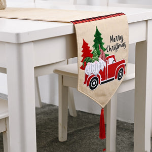 Christmas Forest Car With Elf Table Runner