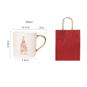 White Christmas Mug With Gold Handles