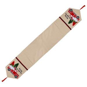 Christmas Forest Car With Elf Table Runner