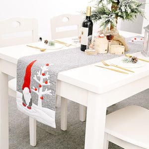 Red Santa Claus White Christmas Table Runner