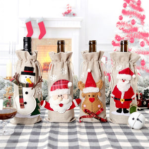 Christmas Linen Holiday Bottle Decoration