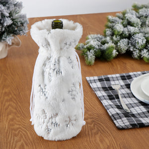 Plush Snowflake Christmas Bottle Cover