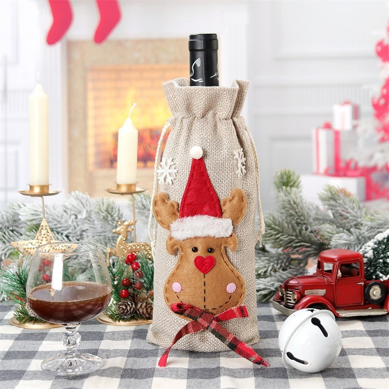 Christmas Linen Holiday Bottle Decoration