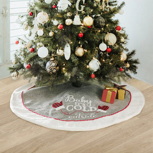 Grey and White Christmas Tree Skirt Decoration