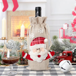 Christmas Linen Holiday Bottle Decoration