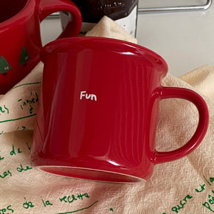 Simple Christmas Red Ceramic Mug