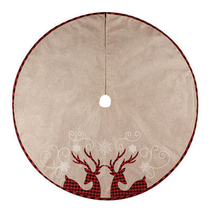 Linen Deer Christmas Tree Skirt Decoration