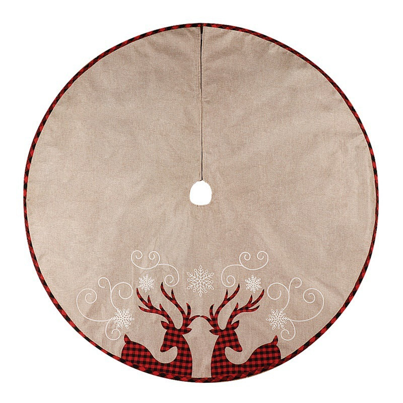 Linen Deer Christmas Tree Skirt Decoration