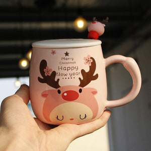 Cute Christmas Elk Ceramic Mug