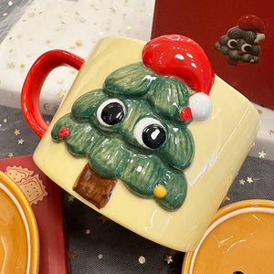 Hand-Painted 3D Cute Christmas Tree-Shaped Mug