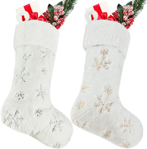 Christmas Embroidery Snowflake Plush Stockings