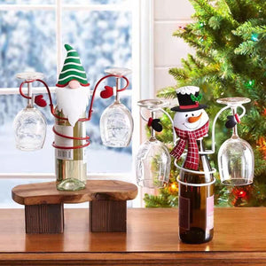 Christmas Wine Glass Tabletop Iron Craft