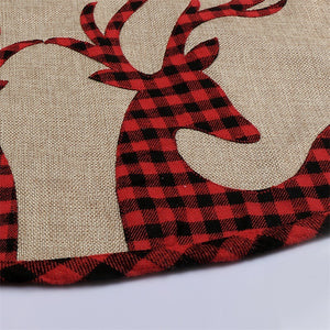 Linen Deer Christmas Tree Skirt Decoration